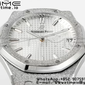 AP Royal Oak 41mm 15500 Frosted SS APSF 1:1 Best Edition Cadran blanc texturé sur bracelet SS SA4302 Super Clone V3 - Super Clone Watch | 1:1 Best Version