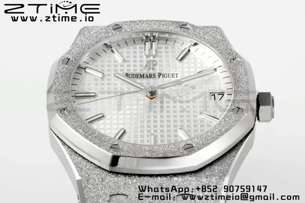 AP Royal Oak 41mm 15500 Frosted SS APSF 1:1 Best Edition Cadran blanc texturé sur bracelet SS SA4302 Super Clone V3 - Super Clone Watch | 1:1 Best Version