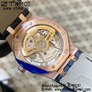 AP Royal Oak 41mm 15500 RG APSF 1:1 Best Edition Black Textured Dial on Black Leather Strap SA4302 Super Clone V3 - Super Clone Watch | 1:1 Best Version