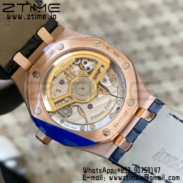 AP Royal Oak 41mm 15500 RG APSF 1:1 Best Edition Black Textured Dial on Black Leather Strap SA4302 Super Clone V3 - Super Clone Watch | 1:1 Best Version