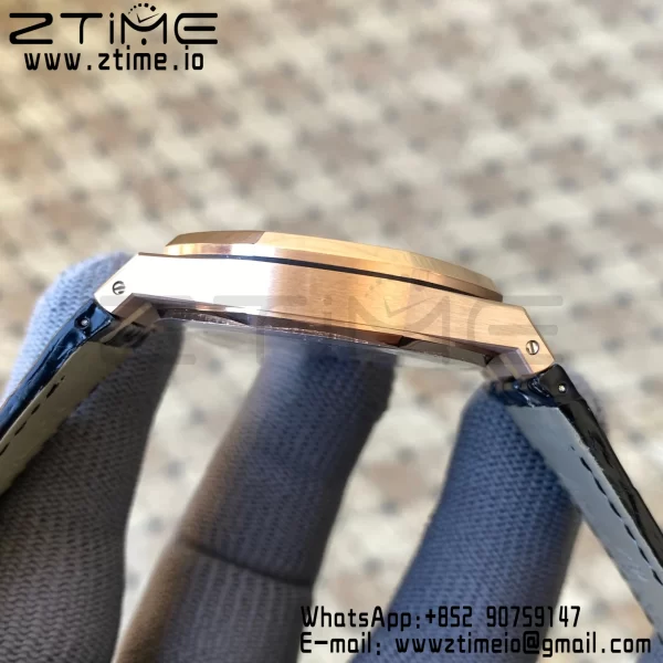 AP Royal Oak 41mm 15500 RG APSF 1:1 Best Edition Black Textured Dial on Black Leather Strap SA4302 Super Clone V3 - Super Clone Watch | 1:1 Best Version