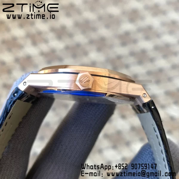 AP Royal Oak 41mm 15500 RG APSF 1:1 Best Edition Black Textured Dial on Black Leather Strap SA4302 Super Clone V3 - Super Clone Watch | 1:1 Best Version