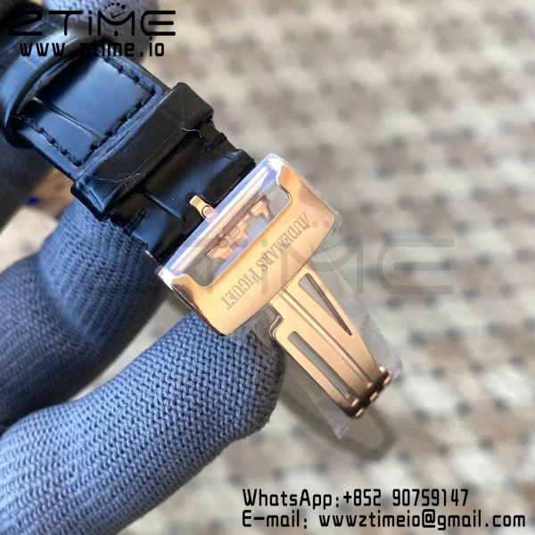 AP Royal Oak 41mm 15500 RG APSF 1:1 Best Edition Black Textured Dial on Black Leather Strap SA4302 Super Clone V3 - Super Clone Watch | 1:1 Best Version