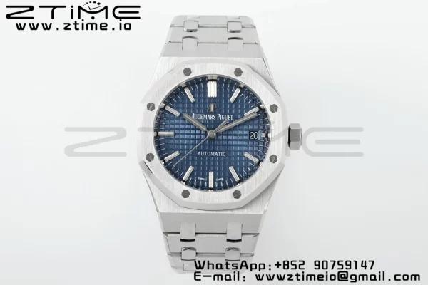 AP Royal Oak 41mm 15400 SS ZF 1:1 Best Edition Blue Textured Dial on SS Bracelet SA3120 V2 Super Clone - Super Clone Watch | 1:1 Best Version