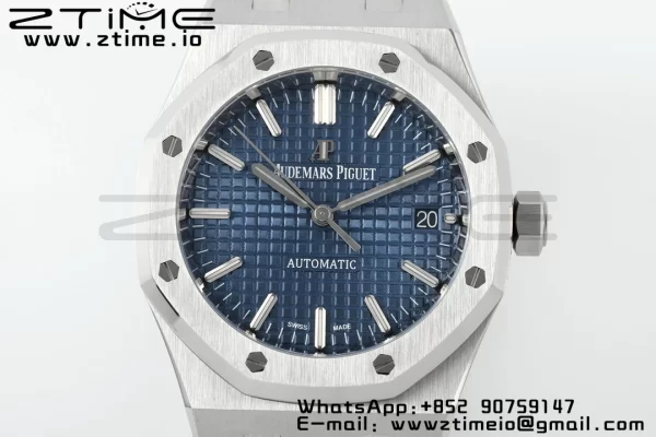 AP Royal Oak 41mm 15400 SS ZF 1:1 Best Edition Blue Textured Dial on SS Bracelet SA3120 V2 Super Clone - Super Clone Watch | 1:1 Best Version