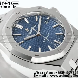 AP Royal Oak 41mm 15400 SS ZF 1:1 Best Edition Blue Textured Dial on SS Bracelet SA3120 V2 Super Clone - Super Clone Watch | 1:1 Best Version