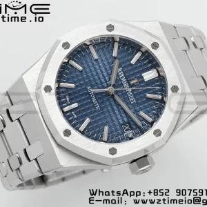 AP Royal Oak 41mm 15400 SS ZF 1:1 Best Edition Blue Textured Dial on SS Bracelet SA3120 V2 Super Clone - Super Clone Watch | 1:1 Best Version