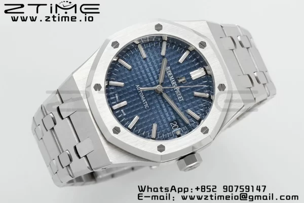 AP Royal Oak 41mm 15400 SS ZF 1:1 Best Edition Blue Textured Dial on SS Bracelet SA3120 V2 Super Clone - Super Clone Watch | 1:1 Best Version