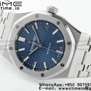 AP Royal Oak 41mm 15400 SS ZF 1:1 Best Edition Blue Textured Dial on SS Bracelet SA3120 V2 Super Clone - Super Clone Watch | 1:1 Best Version