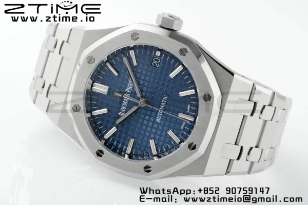 AP Royal Oak 41mm 15400 SS ZF 1:1 Best Edition Blue Textured Dial on SS Bracelet SA3120 V2 Super Clone - Super Clone Watch | 1:1 Best Version