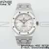 AP ロイヤルオーク 41mm 15400 SS ZF 1:1 ベストエディション SSブレスレット ホワイトテクスチャードダイヤル V2 SA3120 スーパークローン - スーパークローンウォッチ｜1:1 ベストバージョン