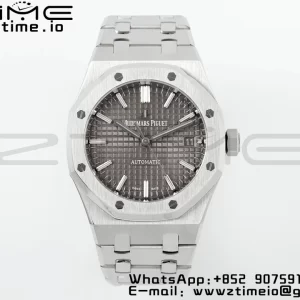 AP ロイヤルオーク 41mm 15400 SS ZF 1:1 ベストエディション SSブレスレット グレーテクスチャードダイヤル V2 SA3120 スーパークローン - スーパークローンウォッチ｜1:1 ベストバージョン