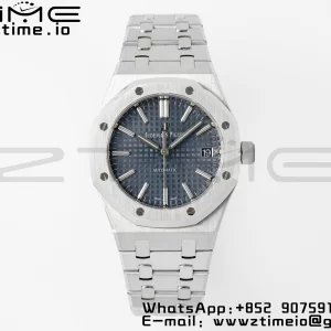 AP Royal Oak 37mm 15450 SS APSF 1:1 Best Edition Blue Textured Dial on SS Bracelet SA3120 Super Clone V2 - Super Clone Watch | 1:1 Best Version