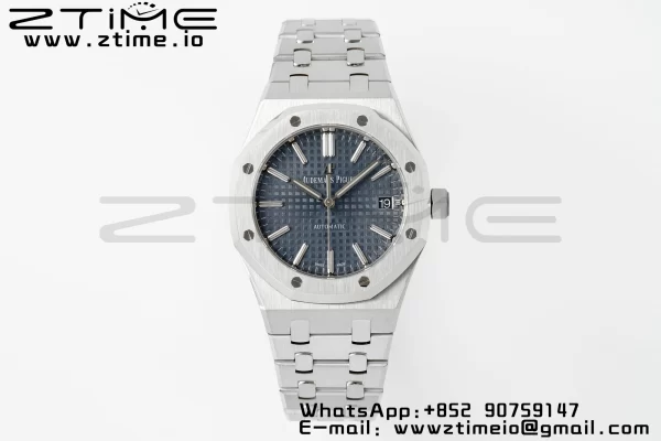 AP Royal Oak 37mm 15450 SS APSF 1:1 Best Edition Cadran bleu texturé sur bracelet SS SA3120 Super Clone V2 - Super Clone Watch | 1:1 Best Version
