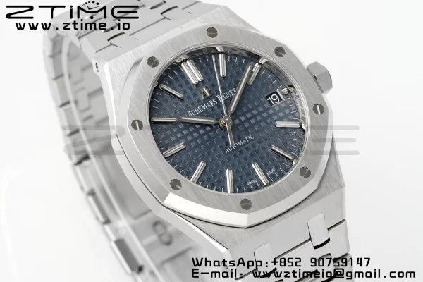 AP Royal Oak 37mm 15450 SS APSF 1:1 Best Edition Cadran bleu texturé sur bracelet SS SA3120 Super Clone V2 - Super Clone Watch | 1:1 Best Version