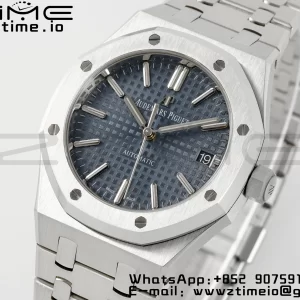 AP Royal Oak 37mm 15450 SS APSF 1:1 Best Edition Cadran bleu texturé sur bracelet SS SA3120 Super Clone V2 - Super Clone Watch | 1:1 Best Version
