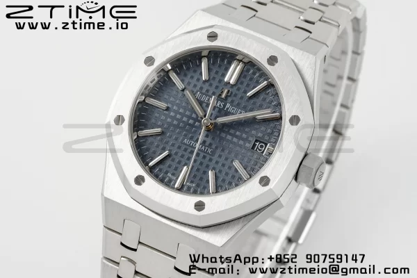 AP Royal Oak 37mm 15450 SS APSF 1:1 Best Edition Cadran bleu texturé sur bracelet SS SA3120 Super Clone V2 - Super Clone Watch | 1:1 Best Version
