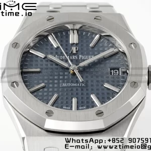 AP Royal Oak 37mm 15450 SS APSF 1:1 Best Edition Cadran bleu texturé sur bracelet SS SA3120 Super Clone V2 - Super Clone Watch | 1:1 Best Version
