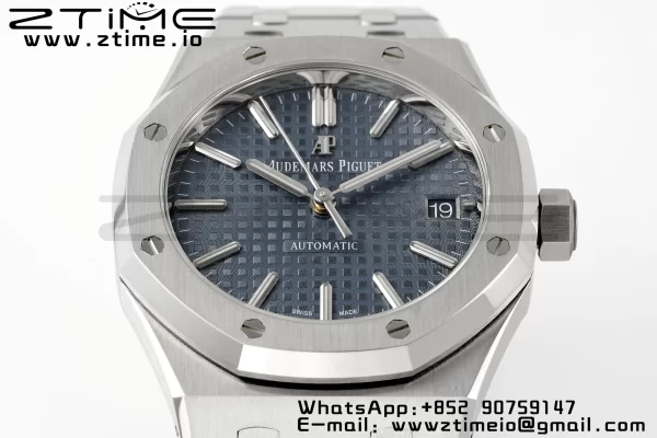 AP Royal Oak 37mm 15450 SS APSF 1:1 Best Edition Cadran bleu texturé sur bracelet SS SA3120 Super Clone V2 - Super Clone Watch | 1:1 Best Version
