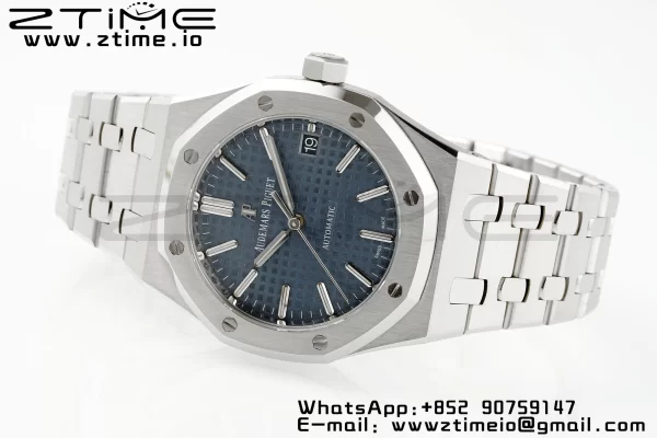 AP Royal Oak 37mm 15450 SS APSF 1:1 Best Edition Cadran bleu texturé sur bracelet SS SA3120 Super Clone V2 - Super Clone Watch | 1:1 Best Version