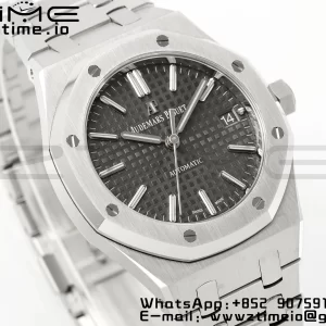 AP Royal Oak 37mm 15450 SS APSF 1:1 Best Edition Gray Textured Dial on SS Bracelet SA3120 Super Clone V2 - Super Clone Watch | 1:1 Best Version