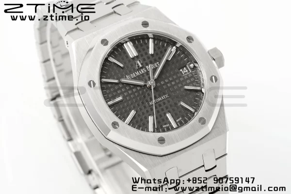 AP Royal Oak 37mm 15450 SS APSF 1:1 Best Edition Gray Textured Dial on SS Bracelet SA3120 Super Clone V2 - Super Clone Watch | 1:1 Best Version