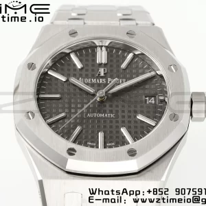 AP Royal Oak 37mm 15450 SS APSF 1:1 Best Edition Gray Textured Dial on SS Bracelet SA3120 Super Clone V2 - Super Clone Watch | 1:1 Best Version