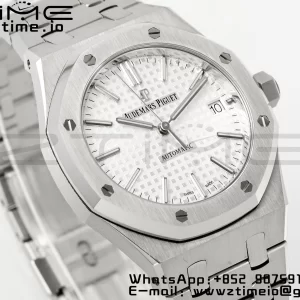 AP Royal Oak 37mm 15450 SS APSF 1:1 Best Edition Cadran blanc texturé sur bracelet SS SA3120 Super Clone V2 - Super Clone Watch | 1:1 Best Version
