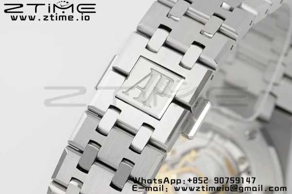 AP Royal Oak 37mm 15450 SS APSF 1:1 Best Edition White Textured Dial on SS Bracelet SA3120 Super Clone V2 - Super Clone Watch | 1:1 Best Version