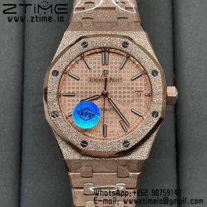 AP Royal Oak 37mm 15454 Frosted RG APSF 1:1 Best Edition RG Textured Dial on Frosted RG Bracelet SA3120 Super Clone V2 - Super Clone Watch | 1:1 Best Version