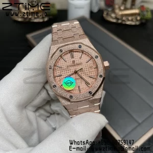 AP Royal Oak 37mm 15454 Frosted RG APSF 1:1 Best Edition RG Textured Dial on Frosted RG Bracelet SA3120 Super Clone V2 - Super Clone Watch | 1:1 Best Version