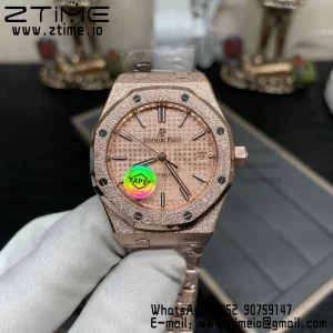 AP Royal Oak 37mm 15454 Frosted RG APSF 1:1 Best Edition RG Textured Dial on Frosted RG Bracelet SA3120 Super Clone V2 - Super Clone Watch | 1:1 Best Version
