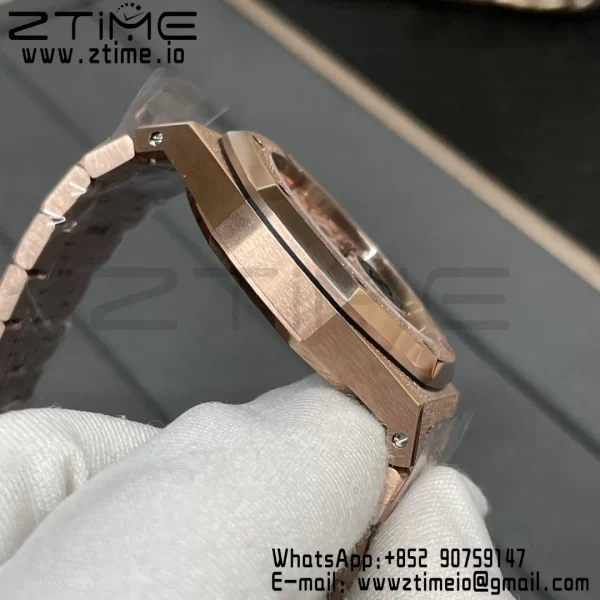 AP Royal Oak 37mm 15454 Frosted RG APSF 1:1 Best Edition RG Textured Dial on Frosted RG Bracelet SA3120 Super Clone V2 - Super Clone Watch | 1:1 Best Version