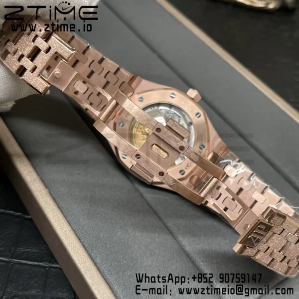 AP Royal Oak 37mm 15454 Frosted RG APSF 1:1 Best Edition RG Textured Dial on Frosted RG Bracelet SA3120 Super Clone V2 - Super Clone Watch | 1:1 Best Version
