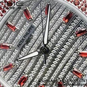 パテック フィリップ ノーチラス 7118 レディース レッド/ホワイトダイヤモンド GRF 1:1 ベストエディション フルダイヤモンドダイヤル フルダイヤモンドブレスレット 324CS - スーパークローンウォッチ｜1:1 ベストバージョン