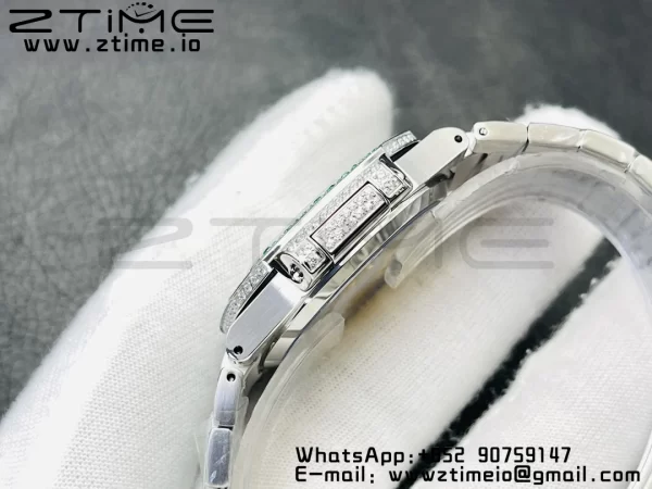 PATEK PHILIPPE Nautilus 7118 Ladies Green/White Diamonds GRF 1:1 Best Edition Full Diamonds Dial on Full Diamonds Bracelet 324CS - Super Clone Watch | 1:1 Best Version