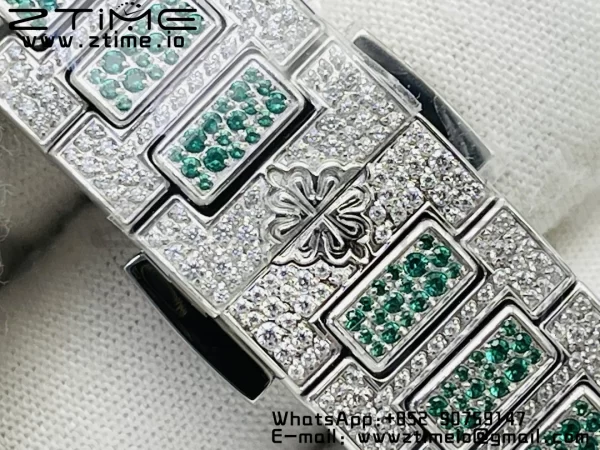 PATEK PHILIPPE Nautilus 7118 Ladies Green/White Diamonds GRF 1:1 Best Edition Full Diamonds Dial on Full Diamonds Bracelet 324CS - Super Clone Watch | 1:1 Best Version