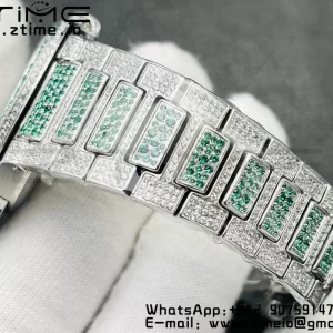 PATEK PHILIPPE Nautilus 7118 Ladies Green/White Diamonds GRF 1:1 Best Edition Full Diamonds Dial on Full Diamonds Bracelet 324CS - Super Clone Watch | 1:1 Best Version