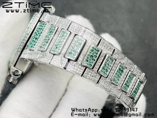 PATEK PHILIPPE Nautilus 7118 Ladies Green/White Diamonds GRF 1:1 Best Edition Full Diamonds Dial on Full Diamonds Bracelet 324CS - Super Clone Watch | 1:1 Best Version