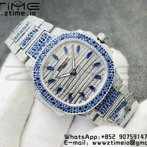 PATEK PHILIPPE Nautilus 7118 Ladies Blue/White Diamonds GRF 1:1 Best Edition Full Diamonds Dial on Full Diamonds  Bracelet 324CS - Super Clone Watch | 1:1 Best Version