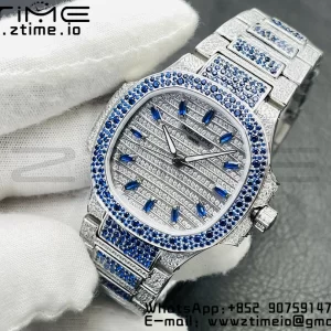 PATEK PHILIPPE Nautilus 7118 レディース ブルー/ホワイトダイヤモンド GRF 1:1ベストエディション フルダイヤモンドダイヤル・フルダイヤモンドブレスレット 324CS - スーパークローンウォッチ｜1:1ベストバージョン