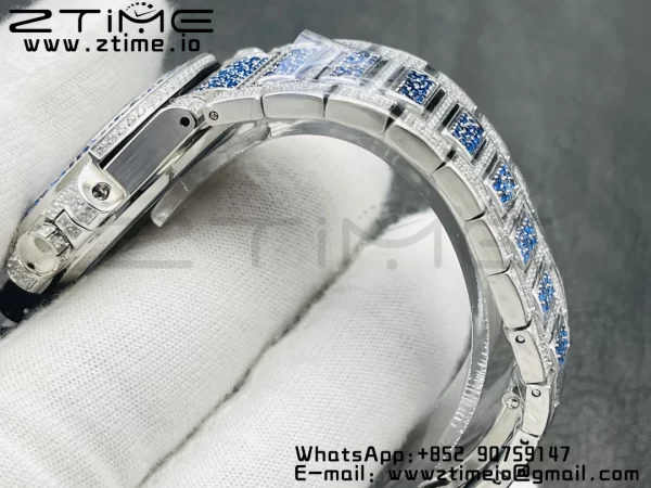 PATEK PHILIPPE Nautilus 7118 レディース ブルー/ホワイトダイヤモンド GRF 1:1ベストエディション フルダイヤモンドダイヤル・フルダイヤモンドブレスレット 324CS - スーパークローンウォッチ｜1:1ベストバージョン