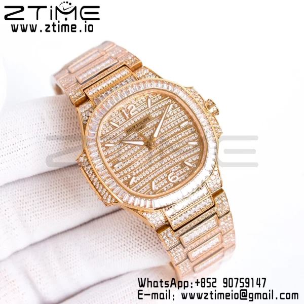 PATEK PHILIPPE Nautilus 7118 Ladies RG Diamonds GRF 1:1 Best Edition Full Diamonds Dial on Full Diamonds  Bracelet 324CS - Super Clone Watch | 1:1 Best Version