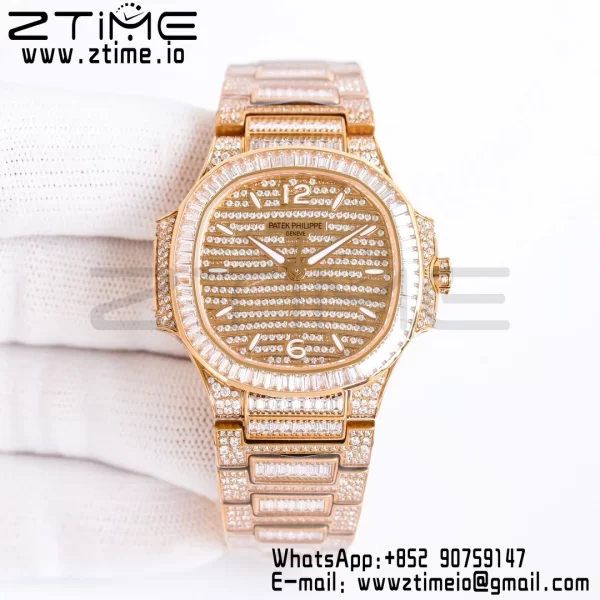 PATEK PHILIPPE Nautilus 7118 Ladies RG Diamonds GRF 1:1 Best Edition Full Diamonds Dial on Full Diamonds  Bracelet 324CS - Super Clone Watch | 1:1 Best Version