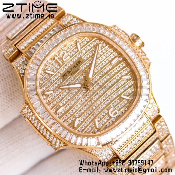 PATEK PHILIPPE Nautilus 7118 Ladies RG Diamonds GRF 1:1 Best Edition Full Diamonds Dial on Full Diamonds  Bracelet 324CS - Super Clone Watch | 1:1 Best Version