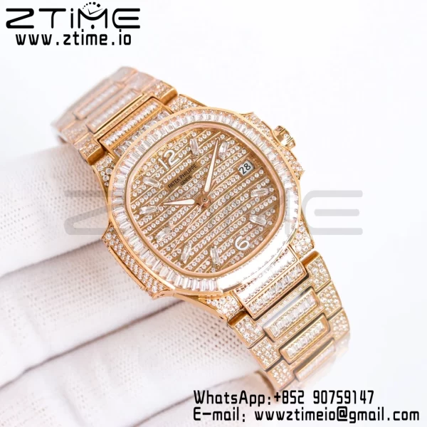 PATEK PHILIPPE Nautilus 7118 Ladies RG Diamonds GRF 1:1 Best Edition Full Diamonds Dial on Full Diamonds  Bracelet 324CS - Super Clone Watch | 1:1 Best Version