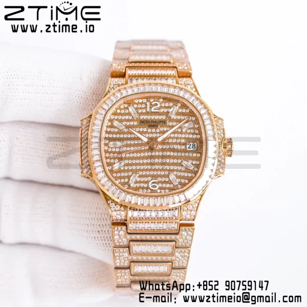 PATEK PHILIPPE Nautilus 7118 Ladies RG Diamonds GRF 1:1 Best Edition Full Diamonds Dial on Full Diamonds  Bracelet 324CS - Super Clone Watch | 1:1 Best Version