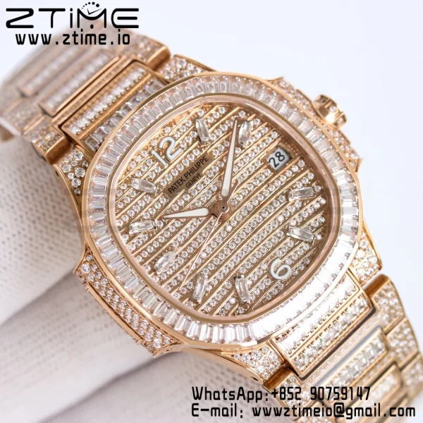 PATEK PHILIPPE Nautilus 7118 Ladies RG Diamonds GRF 1:1 Best Edition Full Diamonds Dial on Full Diamonds  Bracelet 324CS - Super Clone Watch | 1:1 Best Version