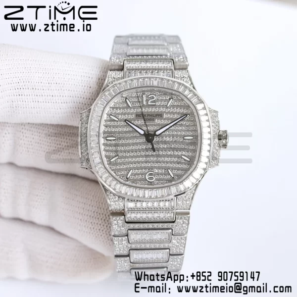 PATEK PHILIPPE Nautilus 7118 Hyvät Valkoiset timantit GRF 1:1 Best Edition Full Diamonds Dial Full Diamonds rannekorun 324CS - Super Clone Watch | 1:1 Paras versio