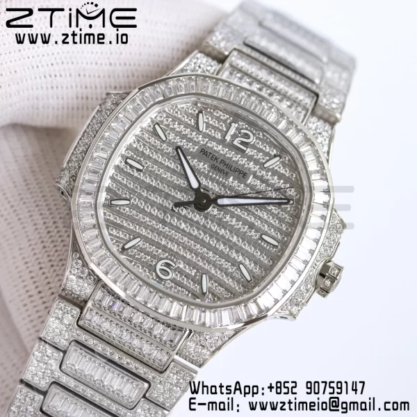 PATEK PHILIPPE Nautilus 7118 Hyvät Valkoiset timantit GRF 1:1 Best Edition Full Diamonds Dial Full Diamonds rannekorun 324CS - Super Clone Watch | 1:1 Paras versio